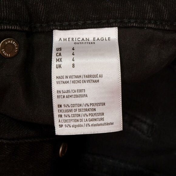 American Eagle Skirt Size 4 Womens Black Mid Rise A Line Denim Button Up 29x15.5 - Picture 5 of 7